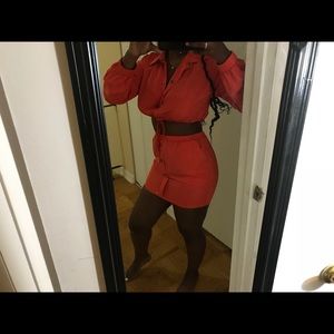 2 pc orange skirt set